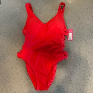 Red one piece bathing suit